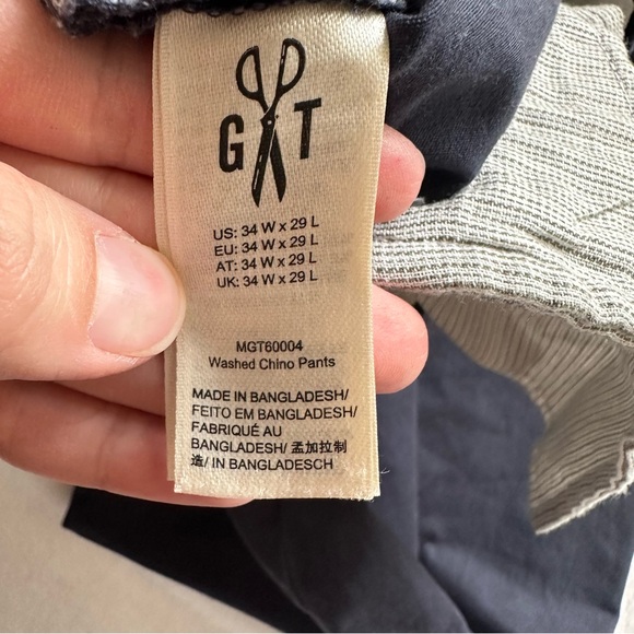 3/$30 Good Threads Navy Washed Chino Pants 34W x 29L - Picture 4 of 7